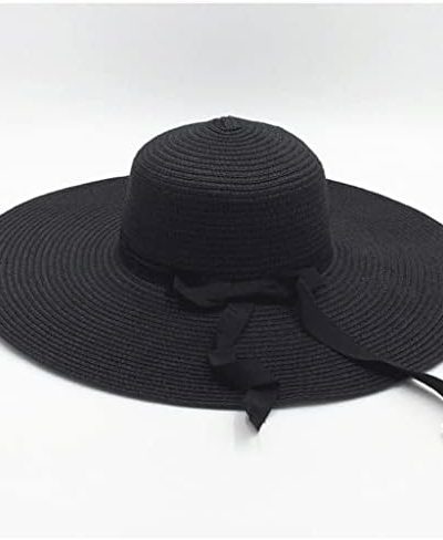 DOUBAO Summer Floppy Hats Casual Vacation Travel Wide Brim Sun Women Adjustable Foldable (Color : Black, Size : 1)