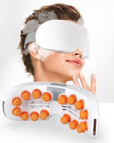 TMOMT Mist Eye Massager with Heat - Eye Mask Massager for Migraines, Relaxing Eye Strain, Dry Eyes, Dark Circles, and Puffy Eyes - Bluetooth Eye Care Device, Ideal Gift for Women and Men