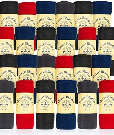 YACHT & SMITH Soft Fleece Blankets 50 X 60, Lightweight, Cozy Warm Throws Dark Colorful Blanket Sofa Travel Outdoor, Wholesale